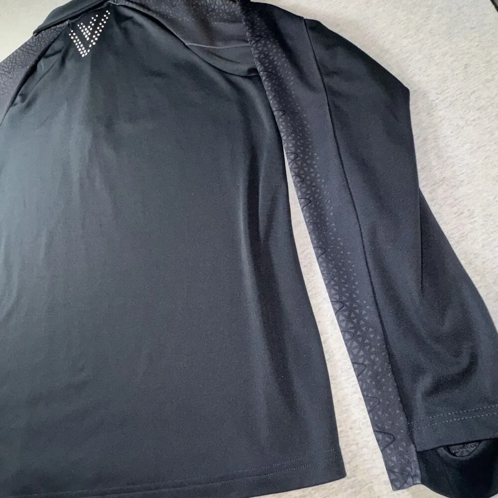 Mens Umbro 1/4 Zip Lightweight Pullover W/Thumb Holes In Sleeves Black Size Lg
